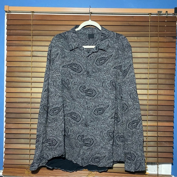 MENS XXL VISCOSE PAISLEY PRINT DRESS SHIRT - Picture 1 of 2